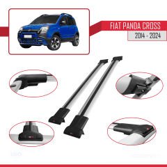 Fiat Panda Cross 2014 ve Sonrası ile uyumlu FLY Model Ara Atkı Tavan Barı GRİ