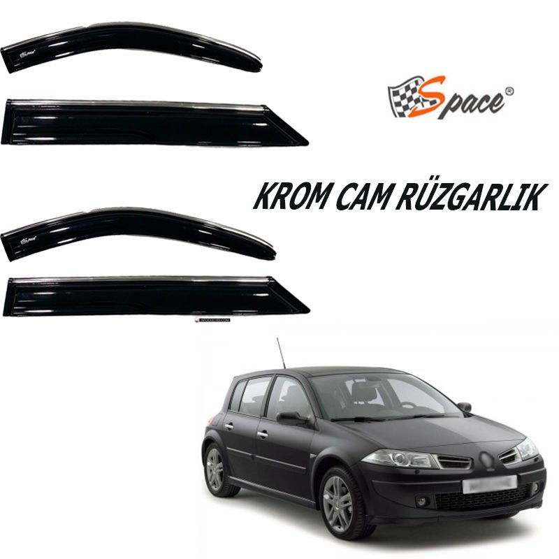 Krom Cam Rüzgarlığı 1.2Mm Renault Megane2- 2006 4'Lü / Caru448