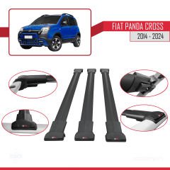 Fiat Panda Cross 2014 ve Sonrası ile uyumlu FLY Model Ara Atkı Tavan Barı SİYAH  3 ADET