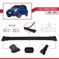 Fiat Panda Cross 2014 ve Sonrası ile uyumlu FLY Model Ara Atkı Tavan Barı SİYAH  3 ADET