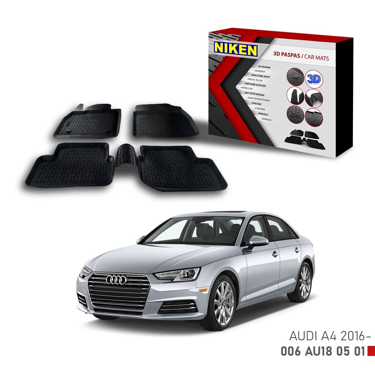 Audi A4 -2016 için Uyumlu 3D Paspas