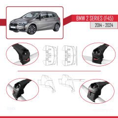 BMW 2 Serisi Active Tourer (F45) 2014 ve Sonrası ile uyumlu ACE-2 Ara Atkı Tavan Barı SİYAH