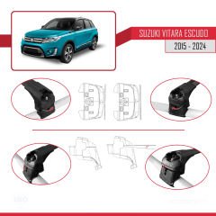 Suzuki Vitara / Escudo (LY) 2015 ve Sonrası ile uyumlu ACE-2 Ara Atkı Tavan Barı SİYAH