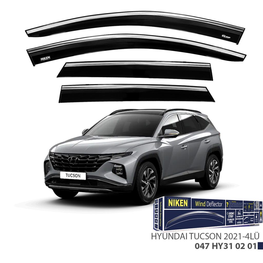 Hyundai Tucson Uyumlu -2021 Kromlu Cam Rüzgarlığı 4'Lü Parça