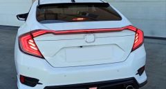 Honda Civic Uyumlu Fc5 2016-2021 Hareketli Sinyalli LED Stop Ve Spoiler Takımı Kırmızı