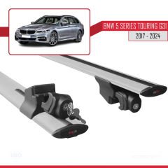 Bmw 5 Series Touring (G31) 2017 ve Sonrası ile uyumlu HOOK Model Anahtar Kilitli Ara Atkı Tavan Barı GRİ