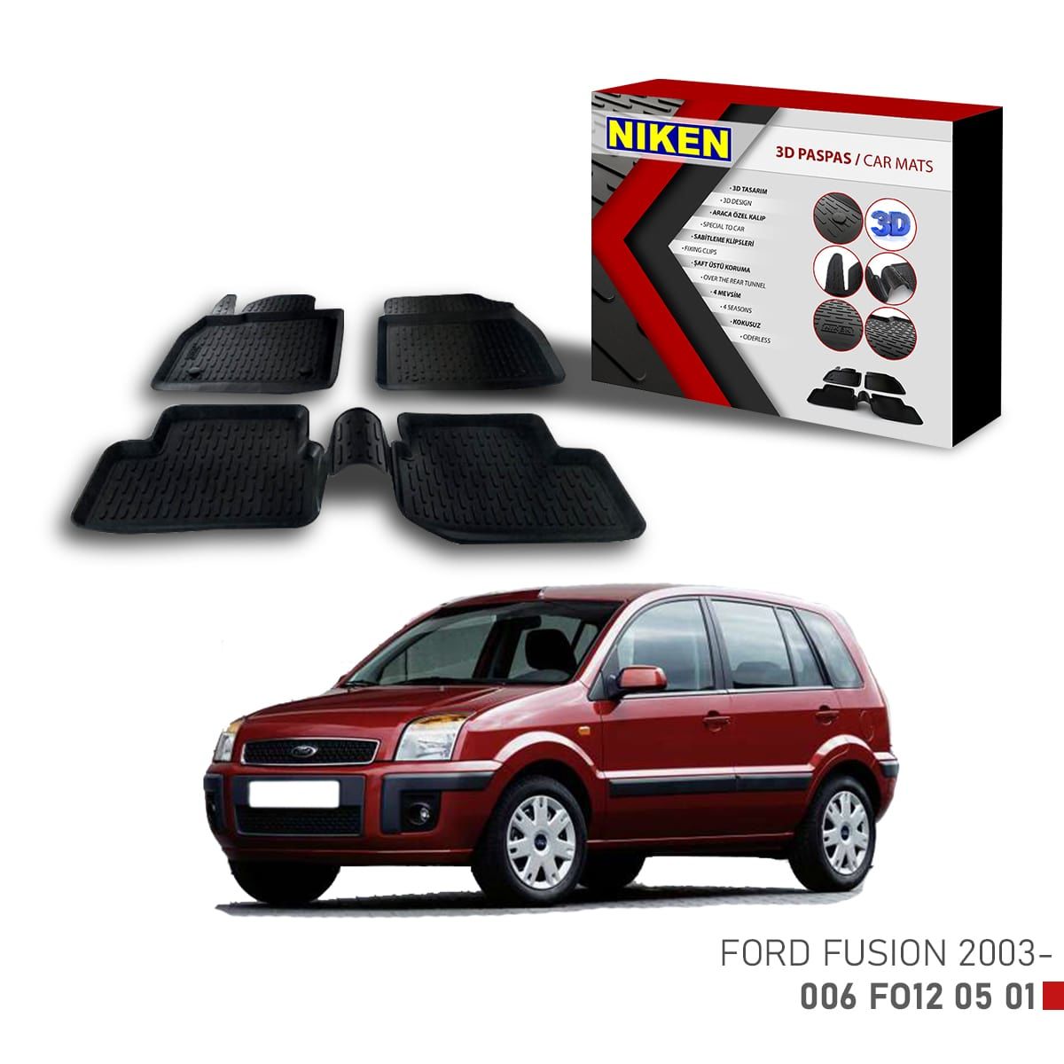 Ford Fusion -2003 için Uyumlu 3D Paspas