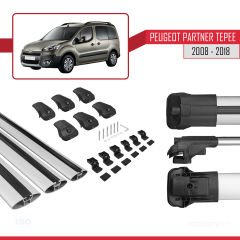 Peugeot Partner Tepee 2008-2018 Arası ile uyumlu ACE-1 Ara Atkı Tavan Barı GRİ 3 ADET BAR