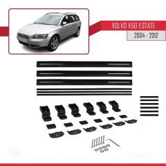 Volvo V50 Estate 2004-2012 Arası ile uyumlu Basic Model Ara Atkı Tavan Barı SİYAH 3 ADET