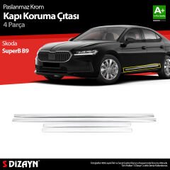 S-Dizayn Skoda SuperB B9 Krom Kapı Koruma Çıtası 2024 Üzeri A+ Kalite