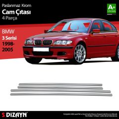 Bmw 3 Uyumlu Serisi E46 Krom Cam Çıtası 4 Parça 1998-2005