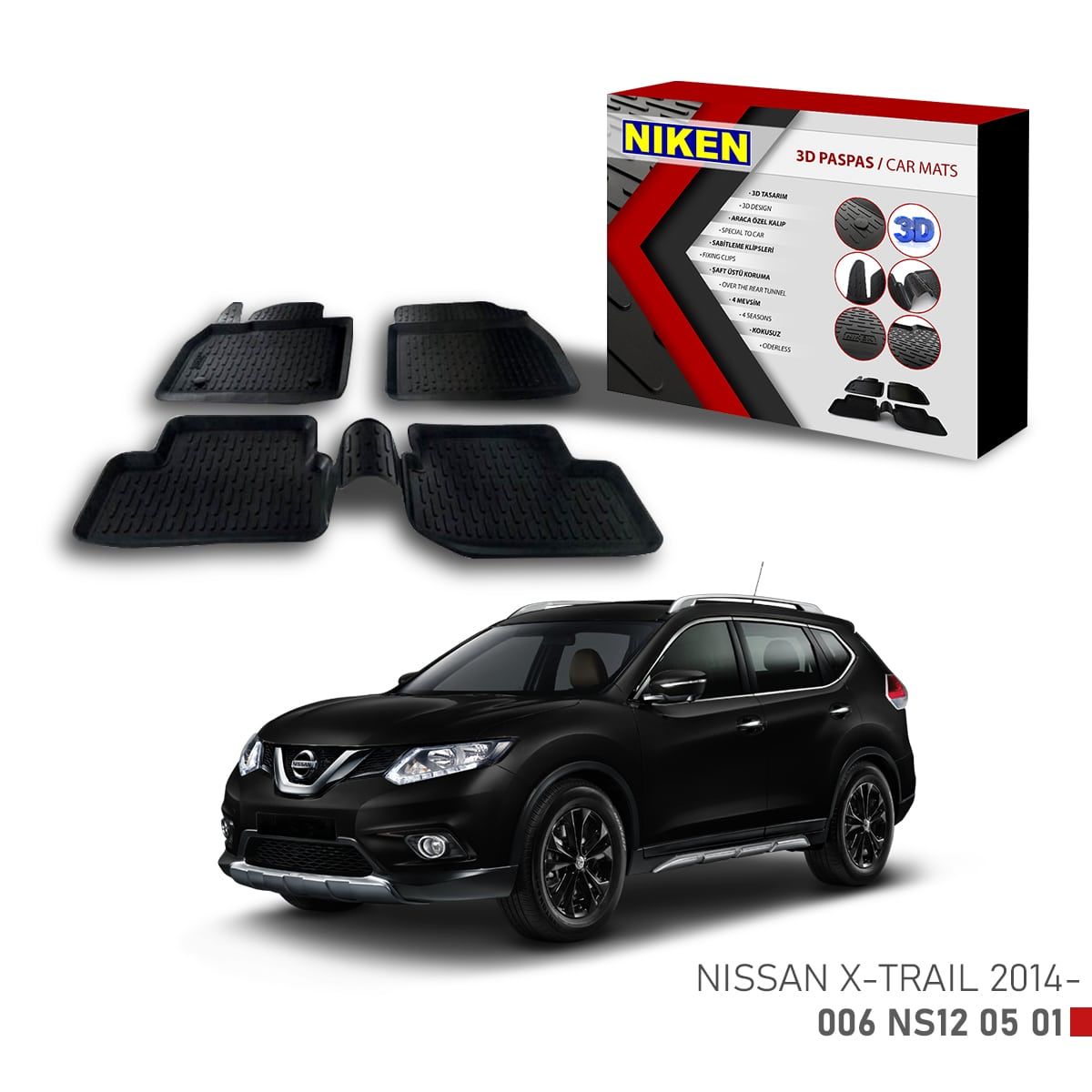 Nissan X-Trail -2014 için Uyumlu 3D Paspas