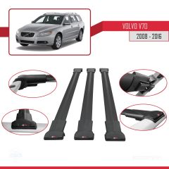 Volvo V70 2008-2016 Arası ile Uyumlu FLY Model Ara Atkı Tavan Barı SİYAH 3 ADET BAR