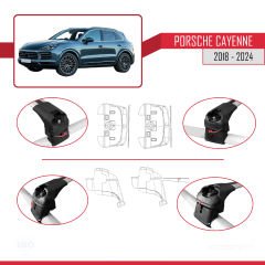 Porsche Cayenne (9YA/9YB) 2018 ve Sonrası ile uyumlu ACE-2 Ara Atkı Tavan Barı Gri
