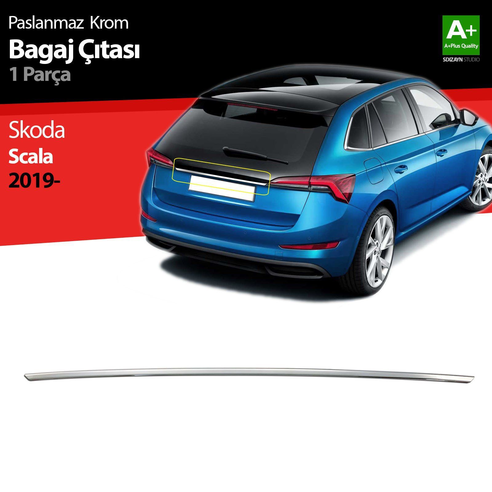 Skoda Scala Uyumlu Krom Bagaj Çıtası 2019 Üzeri