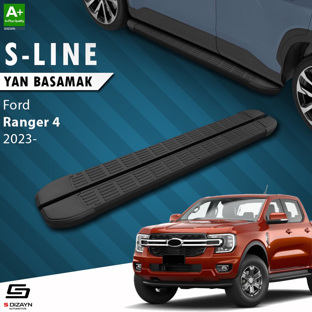 S-Dizayn Ford Ranger 4 S-Line Siyah Yan Basamak 203 Cm 2023 Üzeri A+ Kalite