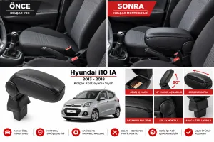 Hyundai İ10 IA 2013 - 2018 Kolçak Kol Dayama Siyah