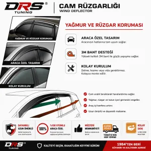 Sunplex VOLKSWAGEN Uyumlu GOLF 5-6-7 2003-2022 Arası Chrome Style 4 Lü Set Kromlu Cam Rüzgarlığı Ön Ve Arka Parça - Görsel 4