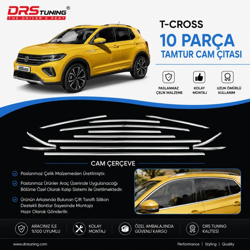 Volkswagen T-Cross 2018 - 2026 Krom Cam Çerçevesi Parça