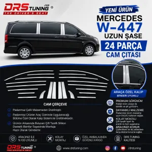 Mercedes Vito 2015 - 2024 Uzun Şase Krom Cam Çerçevesi 24 Parça
