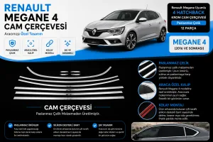 Renault Megane Uyumlu 4 Hatchback Krom Cam Çerçevesi 12 Parça 2016 Ve Sonrası