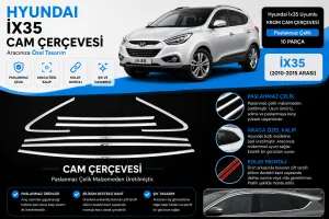 Hyundai İx35 Uyumlu Krom Cam Çerçevesi 10 Parça 2010-2015 Arası