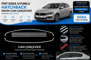 Fiat Egea Uyumlu Hatchback Krom Cam Çerçevesi 8 Parça Egea (2015+)