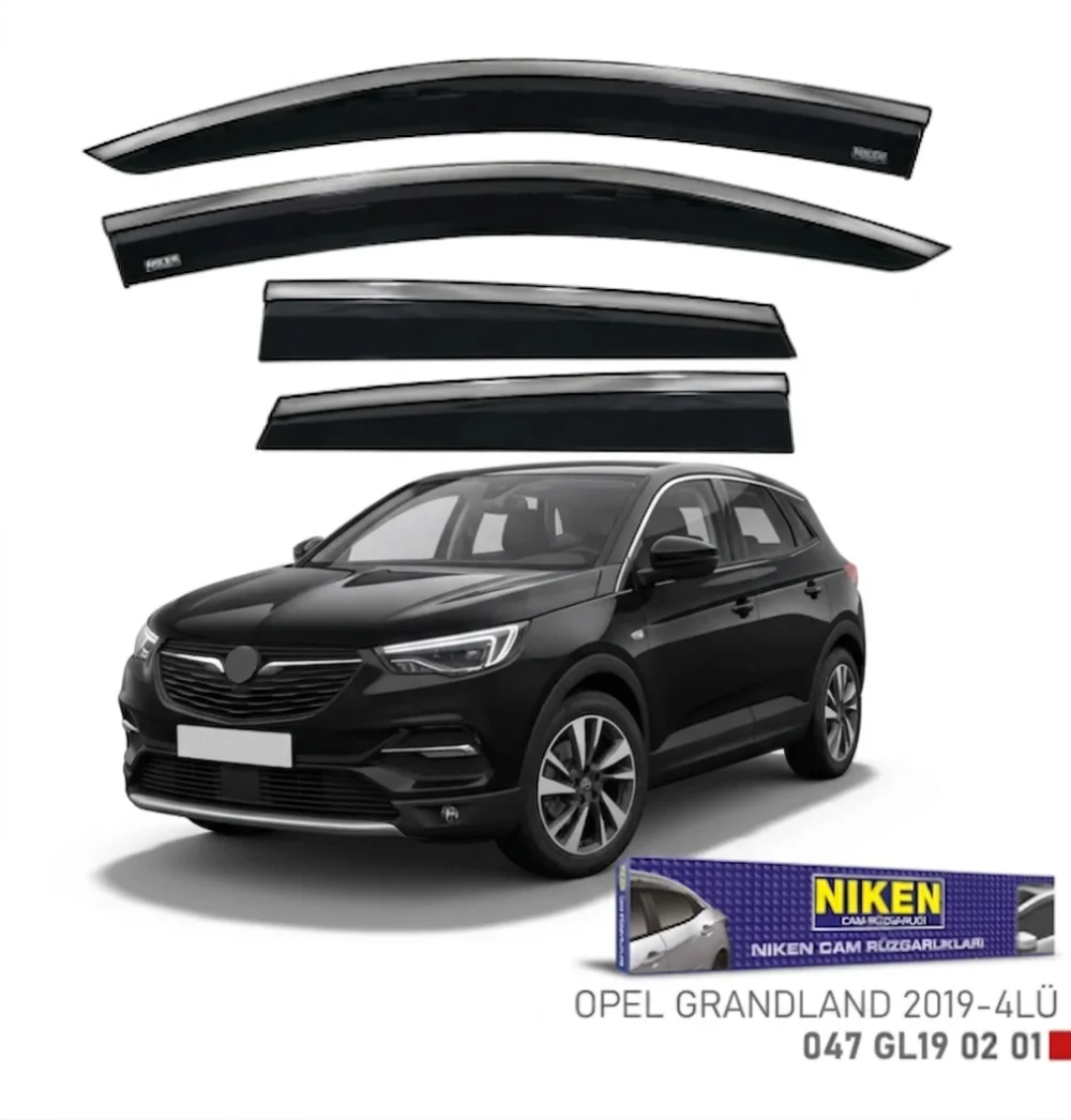 Niken Opel Uyumlu Grandland X 2018+ Kromlu Cam Rüzgarlığı 4'Lü