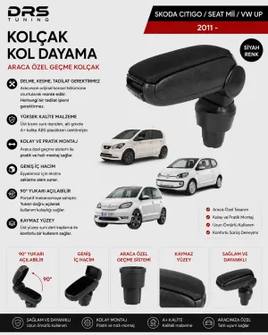 Skoda Citigo / Seat Mi̇i̇ / Volkswagen Up 2011 - 2020 Kolçak Kol Dayama Siyah