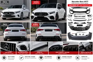 Mercedes-Benz W177 Uyumlu 2018 Sonrası A Serisi Sedan İçin A45 Body Kit (Arka Tamponlu Set)