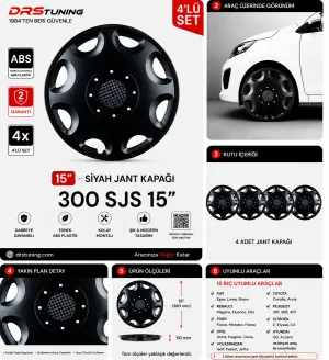 Alfa Romeo Uyumlu 15 Inc Kırılmaz Parlak Siyah Jant Kapağı 1 Takım 4 Adet No:300