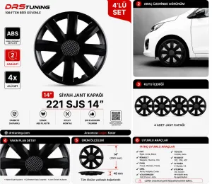 Alfa Romeo Uyumlu 14 Inc Kırılmaz Parlak Siyah Jant Kapağı 1 Takım 4 Adet No:221