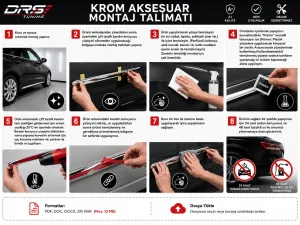 Renault Megane 2 HB 2002 - 2008 Krom Cam Çerçevesi 12 Parça - Görsel 2