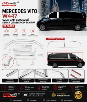 Mercedes Vito 2015 - 2024 Uzun Şase Krom Cam Çerçevesi 24 Parça - Görsel 2