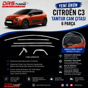 Citroen C3 2016 - 2024 Krom Cam Çıtası 6 Parça