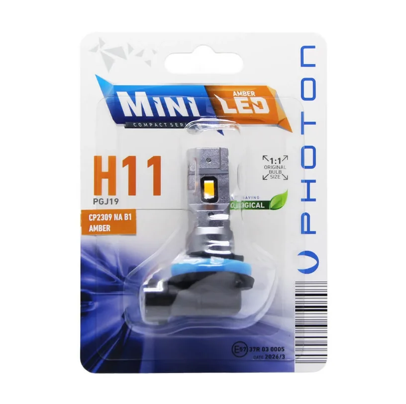 Photon Mini H8 H9 H11 H16 Amber Turuncu Compact Led 12-24V Tekli Blister