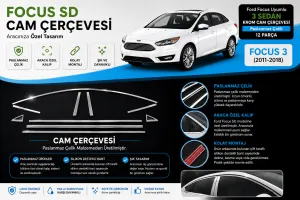 Opel Astra Uyumlu J Hatchback Krom Cam Çerçevesi 12 Parça 2010-2014 Arası