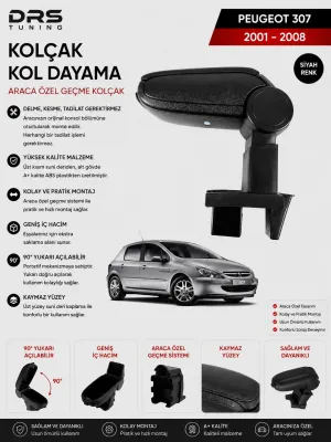 Peugeot 307  2001 - 2008  Kolçak Kol Dayama Siyah