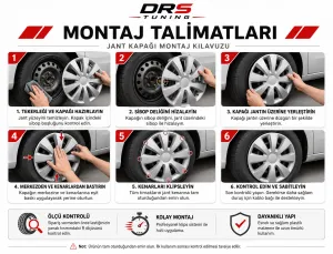 Alfa Romeo Uyumlu 15 Inc Kırılmaz Parlak Siyah Jant Kapağı 1 Takım 4 Adet No:310 - Görsel 2