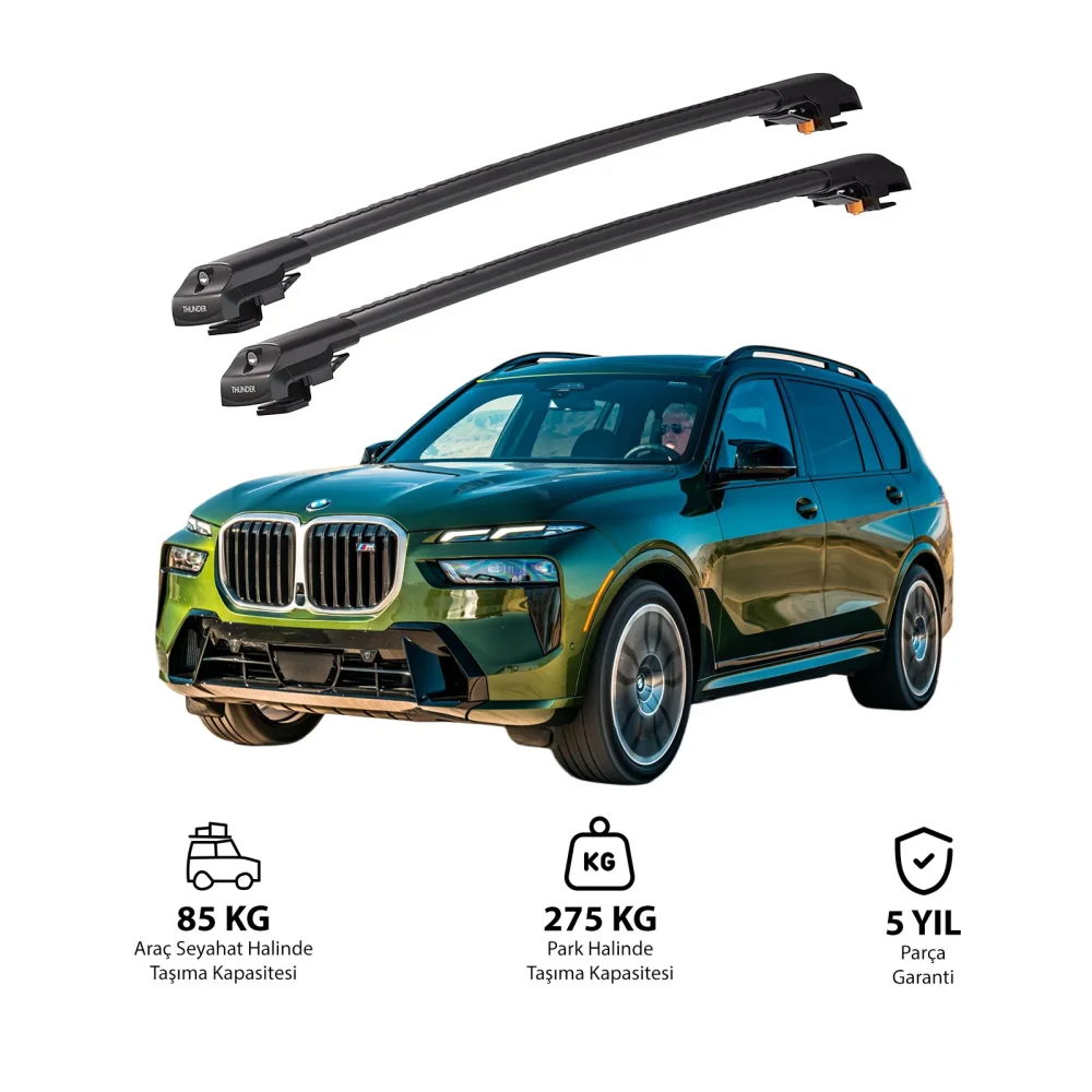 BMW X7 2019 ve Sonrası TRX1 Thunder Carrier Kilitli Ara Atkı Siyah