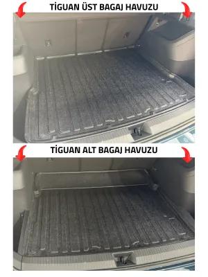 Sahler Tiguan 2024+ Uyumlu 4.5d Premium Havuzlu Paspas ve Liner Marka 3D ÜST Bagaj Havuzu - Görsel 5