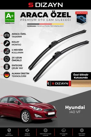 S-Dizayn Hyundai i40 VF Ön Cam Silecek Seti 2011-2019 Premium Araca Özel 65-40 Cm A+ Kalite AOCS-174