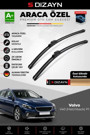 S-Dizayn Volvo V40 (Hatchback) P1 Ön Cam Silecek Seti 2012-2019 Premium Araca Özel 65-48 Cm A+ Kalit