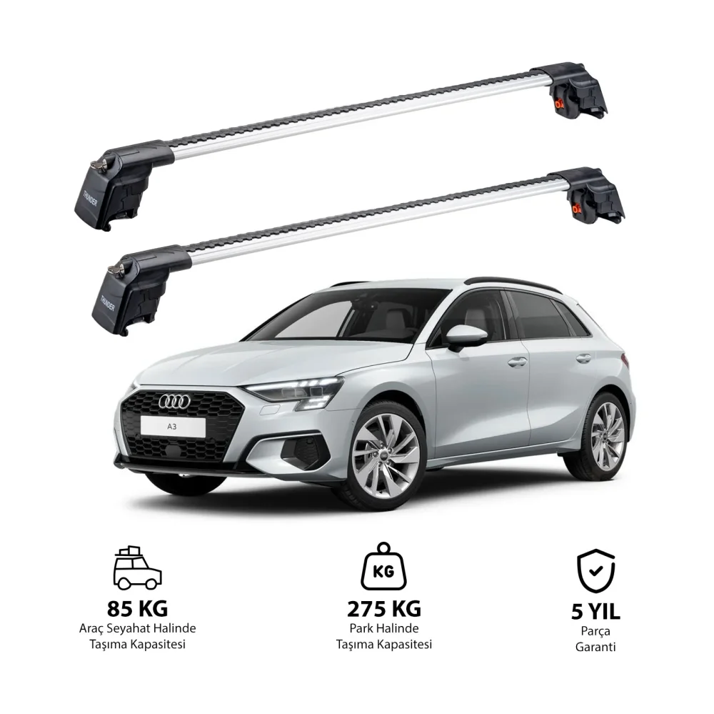 AUDI A3 SPORTBACK 2024-Sonrası TRX2 Thunder Carrier Ara Atkı Gri