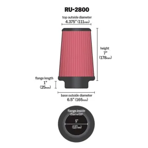 K&N Universal Hava Filtresi RU-2800 - Görsel 2