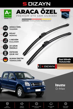 S-Dizayn Isuzu D-Max Ön Cam Silecek Seti 2002-2012 Premium Araca Özel 55-48 Cm A+ Kalite Aocs-2140