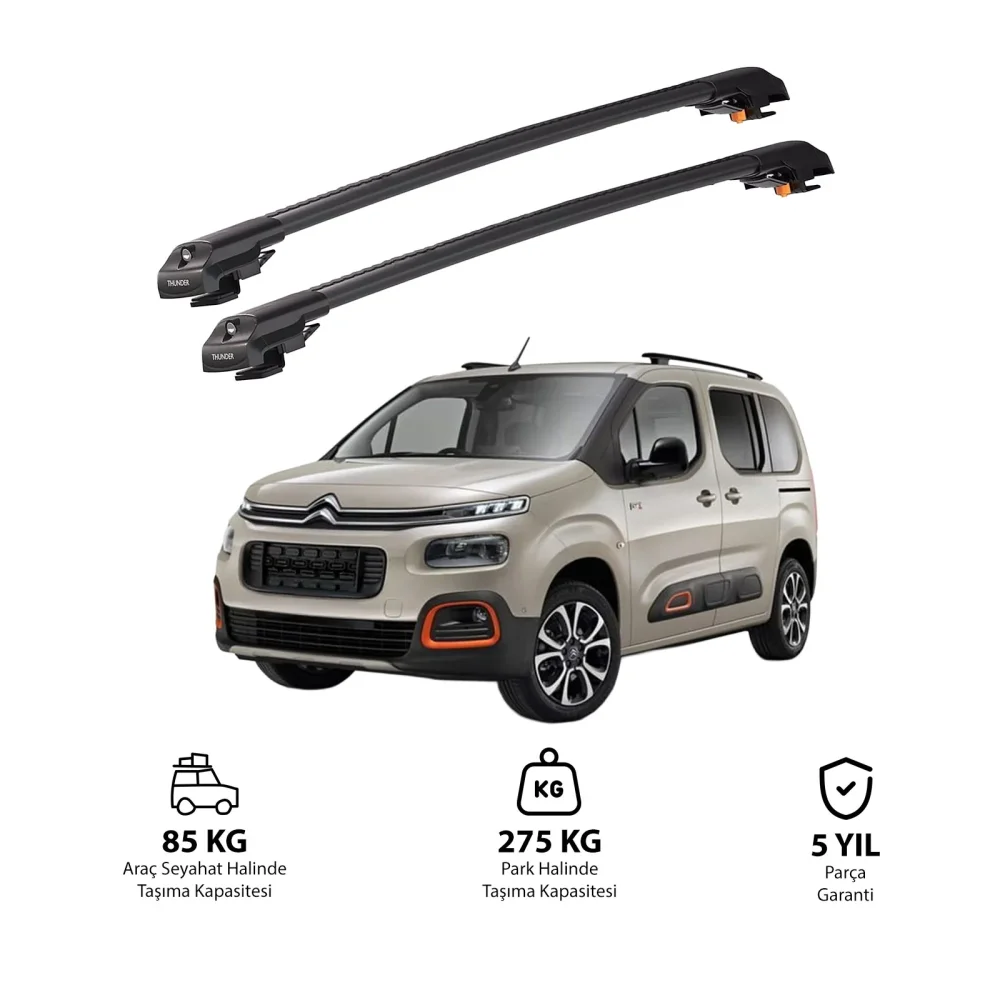 CITROEN BERLINGO 2019-2024 TRX1 Thunder Carrier Kilitli Ara Atkı Siyah