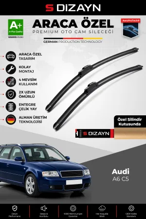 S-Dizayn Audi A6 C5, 4B SW Ön Cam Silecek Seti 2001-2005 Premium Araca Özel 55-55 Cm A+ Kalite AOCS-