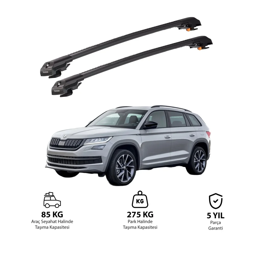 SKODA KODIAQ 2017 ve Sonrası TRX1 Thunder Carrier Kilitli Ara Atkı Siyah