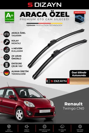 S-Dizayn Renault Twingo Cn0 Ön Cam Silecek Seti 2007-2014 Premium Araca Özel 60-40 Cm A+ Kalite Aocs